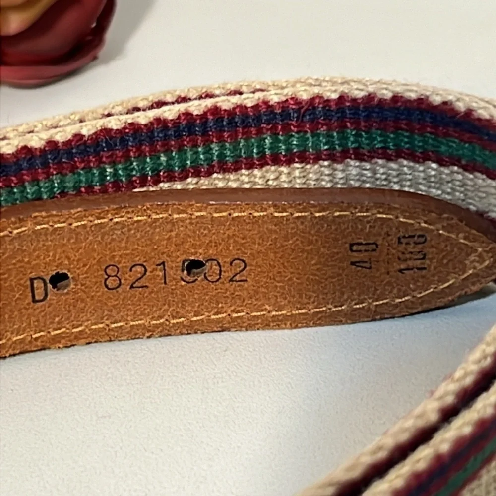 Triminghams Burmuda Linen Leather Belt Made in England Sz 40 Solid Brass Buckle